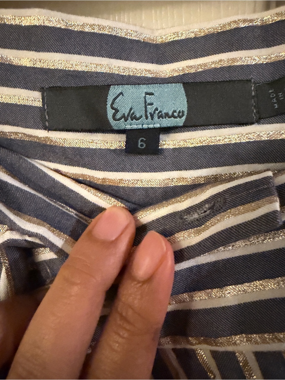 Eva Franco Blue & White Striped Tie-Waist Wide-Leg Pants - Picture 6 of 6